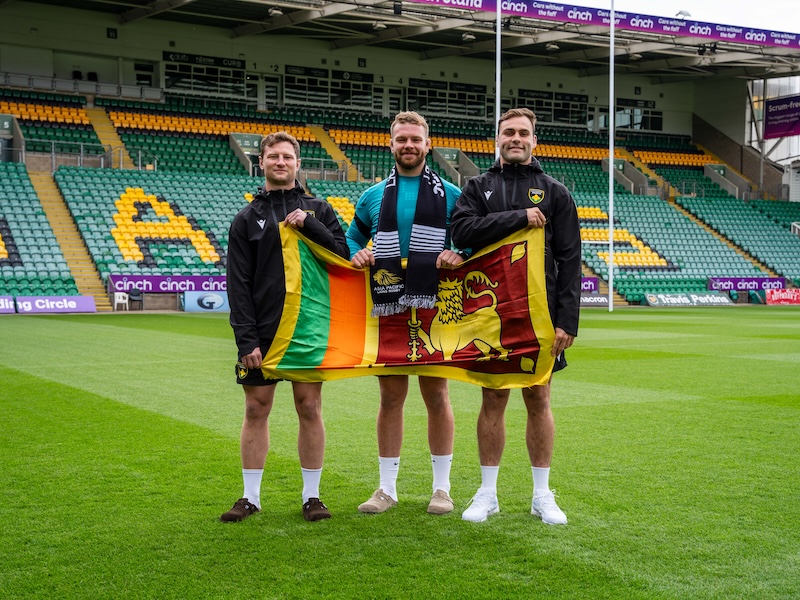Players from the Northampton Saints at the Announcement of the Asia Pacific Lions Fixture